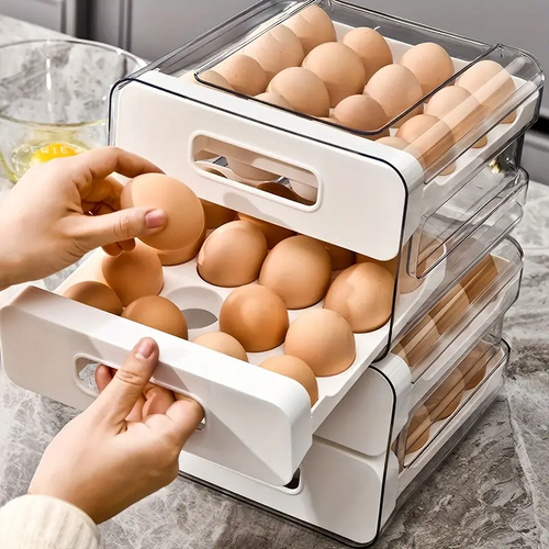 Large 32-Grid Transparent Double-Layer Egg Storage Box cash on delivery