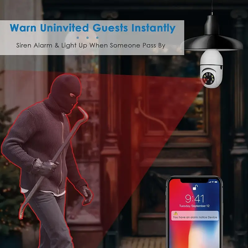 Wireless WiFi Light Bulb Camera 360°Panoramic Surveillance Cam