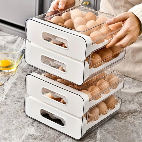Large 32-Grid Transparent Double-Layer Egg Storage Box cash on delivery
