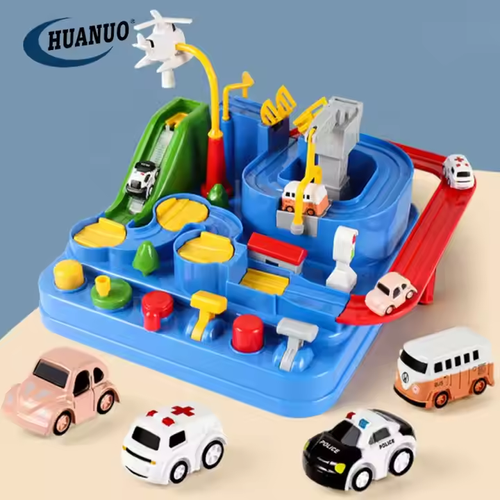 2025 Best-Selling City Rescue Pre-School Education Track Vehicle Interactive Parent-Child Racing Car Children's Car Adventure Toy Set