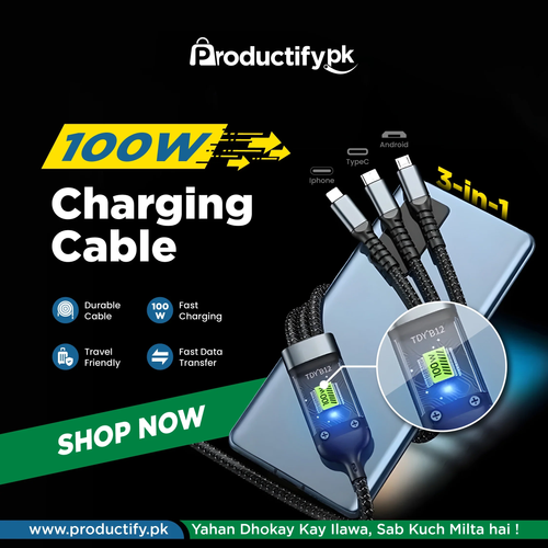 Transparent Luminous Super Fast Charging 3-in-1 Data Cable