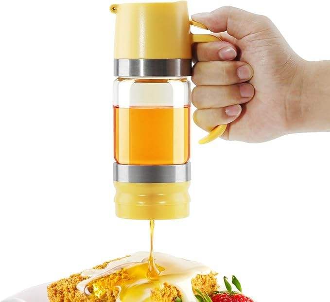 Glass Honey Dispenser Pot No Drip 9 OZ Honey Jar with Handle Syrup Dispenser for Coffee or Tea Ideal for Honey and Syrup