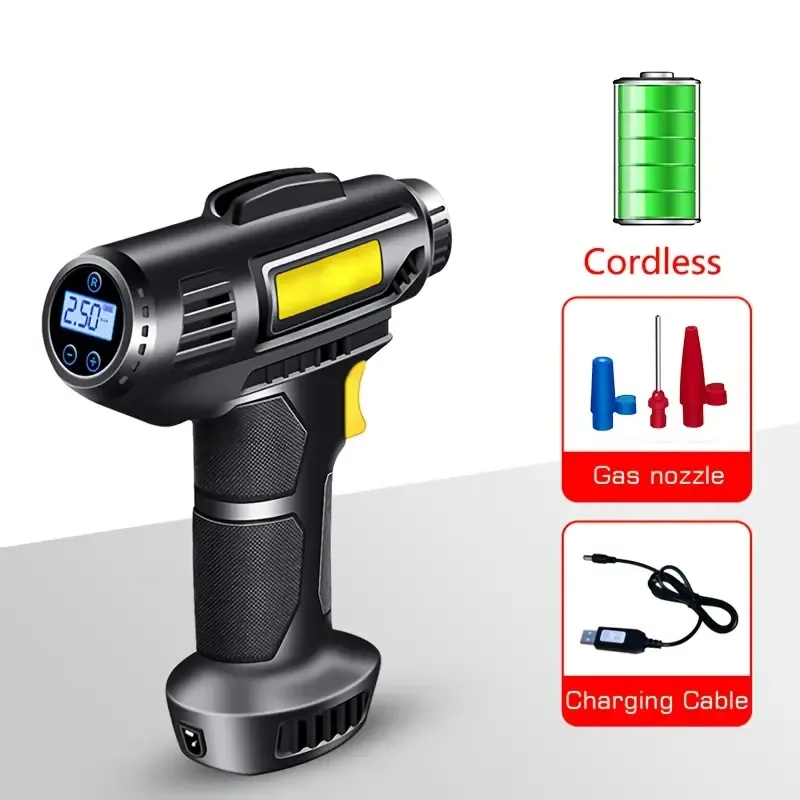 Super Fast Tire Inflator, Portable Air Compressor and Inflator, Handheld Electric Pump with Digital Display, USB Rechargeable, 18650 Lithium Battery, ABS Material, Suitable for Cars, Motorcycles, Bicycles, Sports Balls