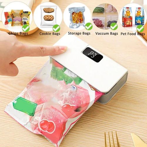 Rechargeable Bag Sealer – No batteries needed, USB-C charging.