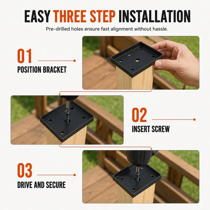20pc 2x4 Inch Wood Fence Post Brackets Railing Wood Post Anchor Bases