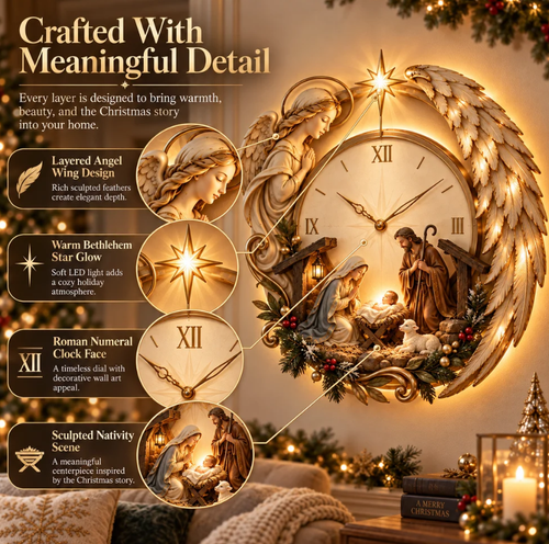 Glow Clock Bethlehem Angel Nativity