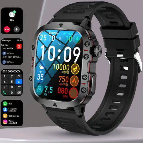 🔥 Rugged Outdoor Smart Watch - 100+ Sports Modes（Two straps）