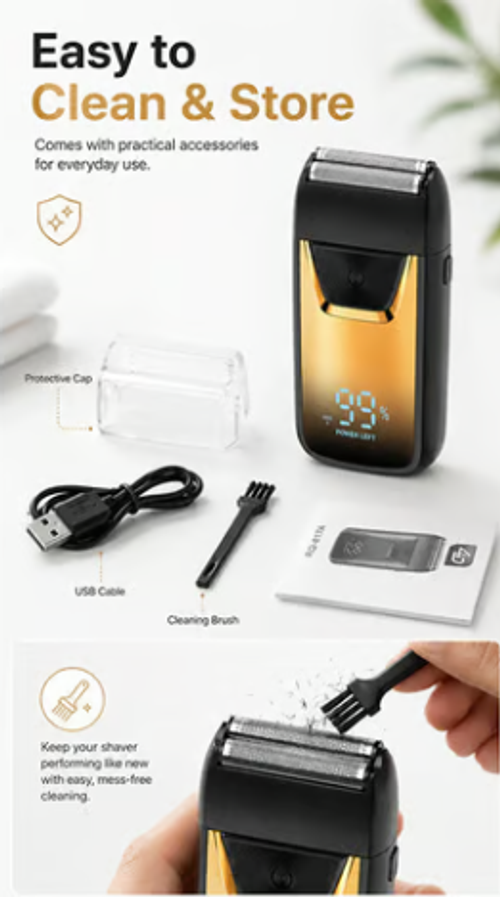 Mini Portable Electric Shaver with LED Display