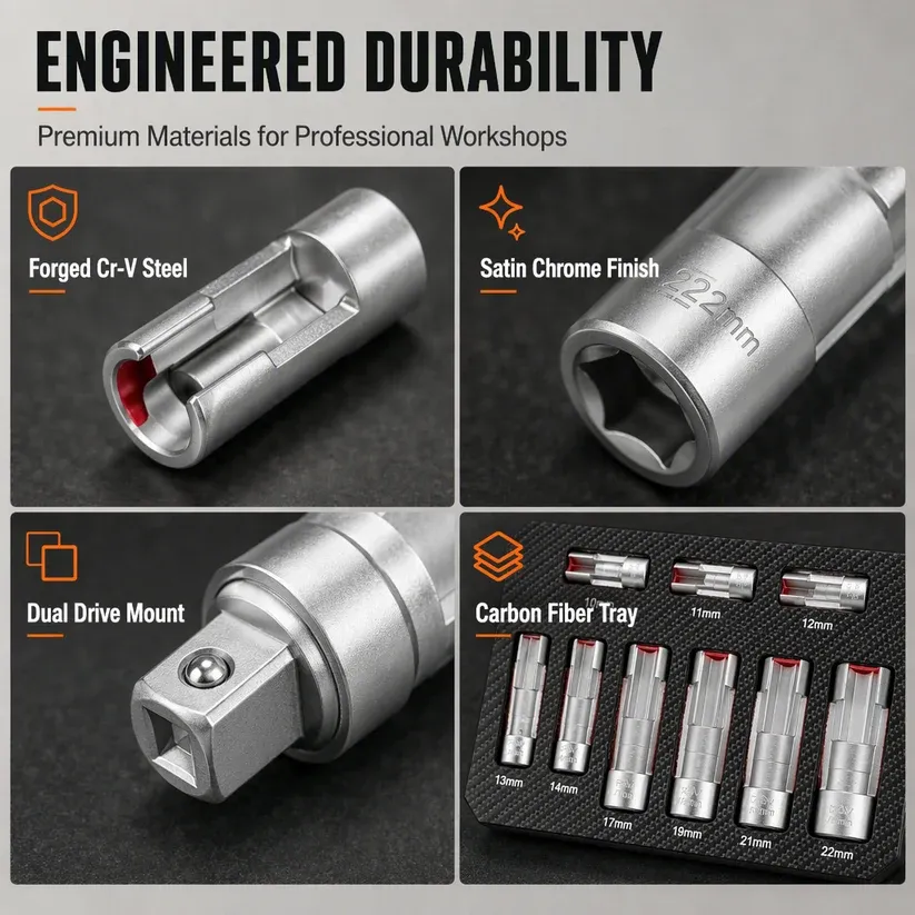 9-Piece Flare Nut Socket Set – Slotted Oxygen Sensor
