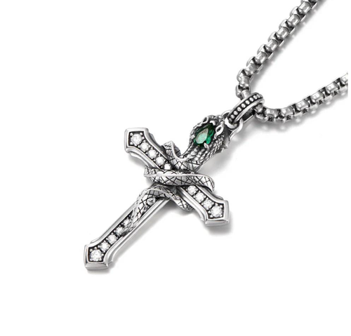 Teng Snake Cross Necklace
