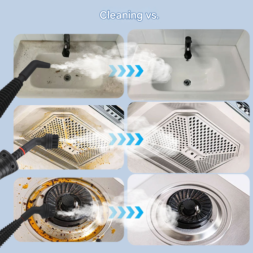 Hightemperature, highpressure steam cleaner for air conditioners, kitchen exhaust hoods, and household grease removal12piece disinfection and cleaning kit.