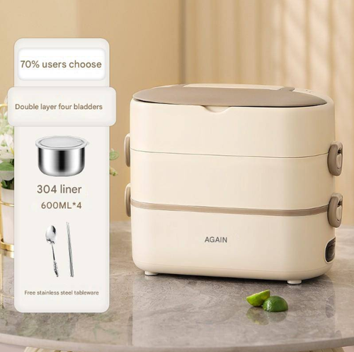 Heating lunch box can be plugged in to keep warm, electric steaming and self-heating
