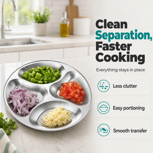 4‑Compartment Prep Plate for Kitchen Organization4pc