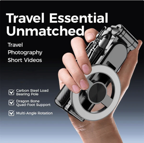 4-in-1 multifunctional magnetic selfie stick with 360° rotation
