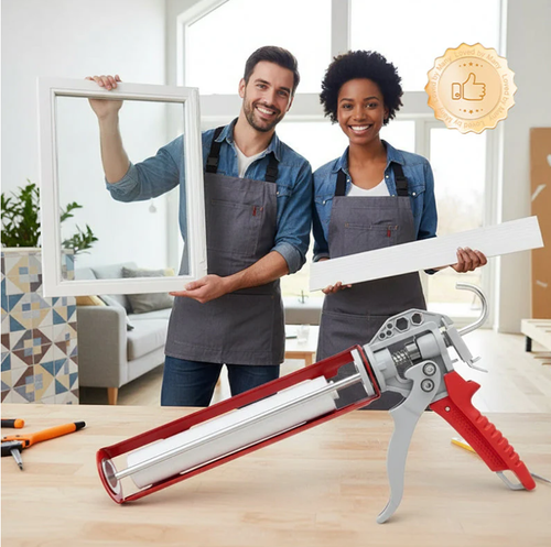Bearing Caulking Gun with Rotating Barrel + Caulking Scrapers