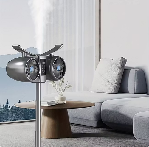 AI Voice Control humidifying air circulation fan, household electric fan, floor fan, smart voice-controlled inverter fan, tablestanding dual-purpose fan