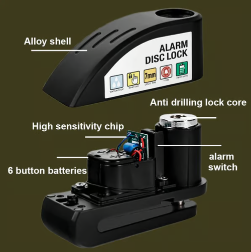 🔒 MotorcycleBicycle Disc Brake Lock with Alarm | Instant Security, Effective Deterrent 🚨