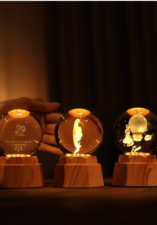 Veilleuse Boule De Cristal 3D Personnalisée Couple - Notre Amour Ensemble Depuis