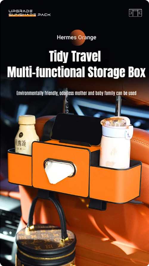 Space-Saving Car Multi-Function Backrest Storage Box