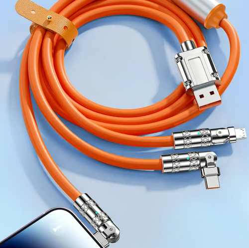 2pcs 120W 3 in 1 Rotating Elbow Fast Charging Data Cable