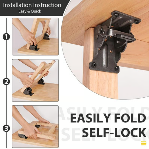 4pcs Heavy-Duty Folding Table Leg Brackets with Self-Locking Hinges
