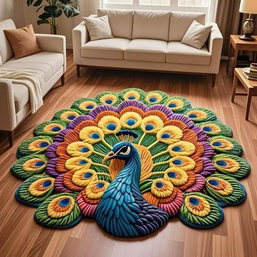 Silicone Mud 3D Vision Peacock Floor Mat