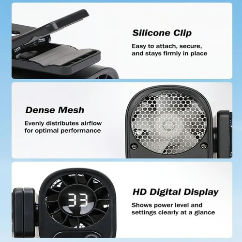 USB Clip-On Car Fan with LED Display