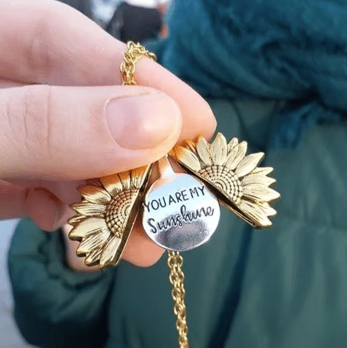 You Are My Sunshine Sunflower Necklace With Gift Box