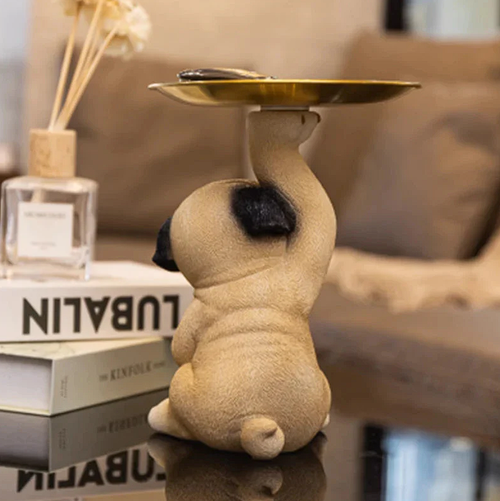 Cute Pug Statue Storage Tray