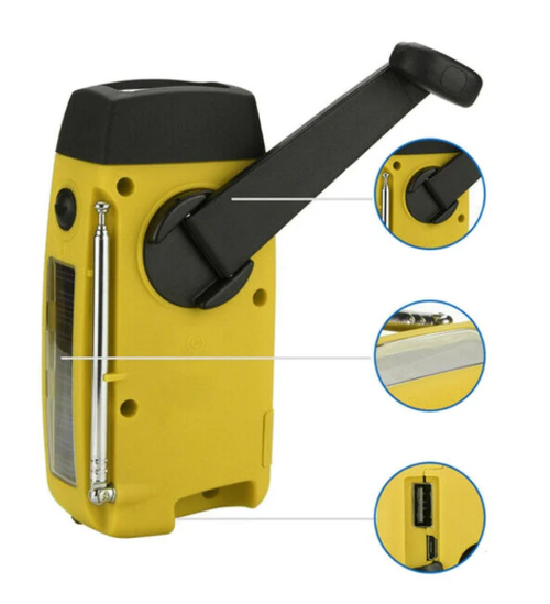 Multifunctional Portable Solar Emergency Radio – Power Bank, Hand Crank & Weather Alert ⚡
