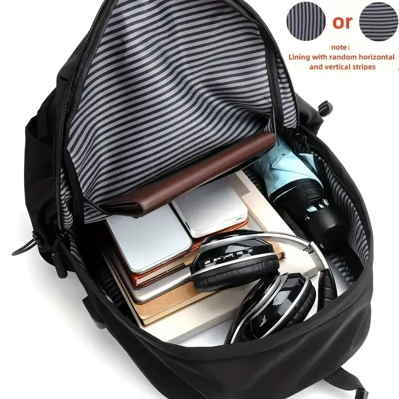 Men's Fashion Solid Color Simple Backpack Lightweight Sports Travel Commuter Laptop Backpack Student Backpack