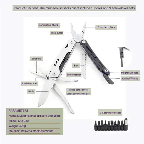 Spot Multi-Functional Disassembly Pliers Scissors Outdoor Camping Fire Tools Multi-Purpose Survival Knife Pliers High-End Folding Tool Pliers