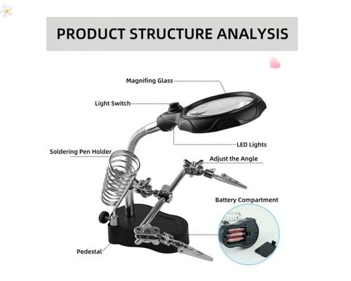 🔍 Adjustable LED Magnifying Glass Soldering Station – Hands-Free Precision Made Easy! 💡