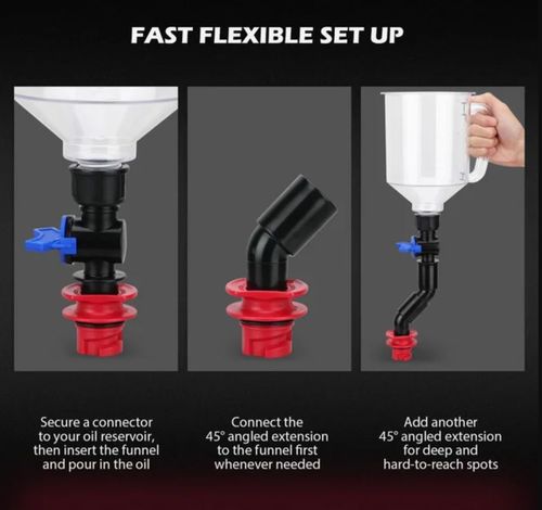 17-Piece Engine Oil Funnel Set, 1.36 qt Automotive Oil Funnel Kit with 12 Adapters