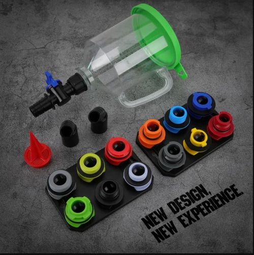 17-Piece Engine Oil Funnel Set, 1.36 qt Automotive Oil Funnel Kit with 12 Adapters