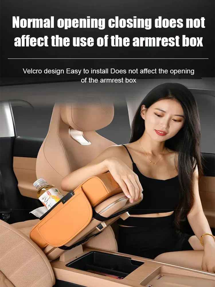🚗 Multi-Function Car Armrest Pad with built-in cup holder, tissue box & phone pocket!