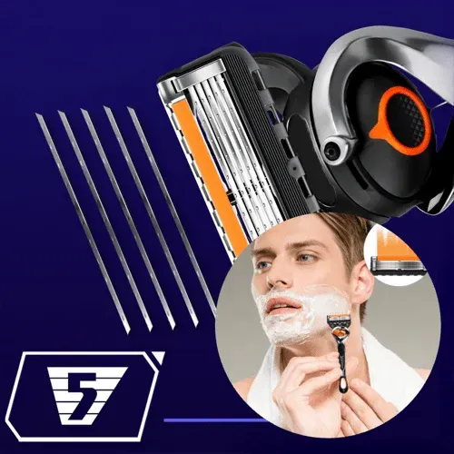 Multi-blade Quick Release High Precision Shaving Razor（1 rotating handle + orange 12 blades + knife holder box