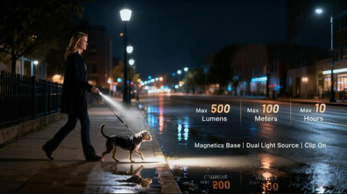 🔦Pocket Rechargeable EDC Flashlight: 500 Lumens Mini Keychain Light with Fire Starter & Window Breaker