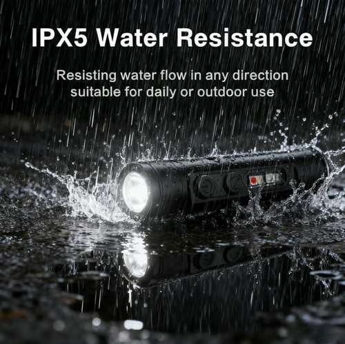 🔦Pocket Rechargeable EDC Flashlight: 500 Lumens Mini Keychain Light with Fire Starter & Window Breaker