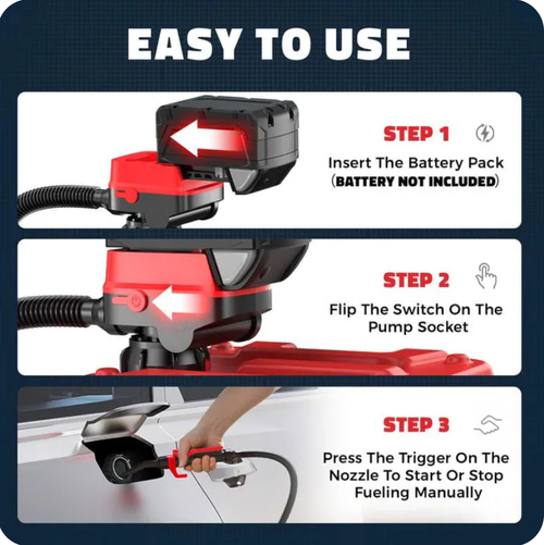 Cordless Fuel Transfer Pump Compatible .Lithium battery version: 12 liters per minute (automatic stop when full).