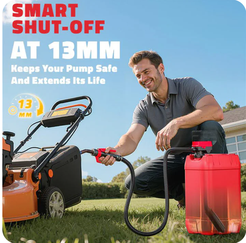 Cordless Fuel Transfer Pump Compatible .Lithium battery version: 12 liters per minute (automatic stop when full).