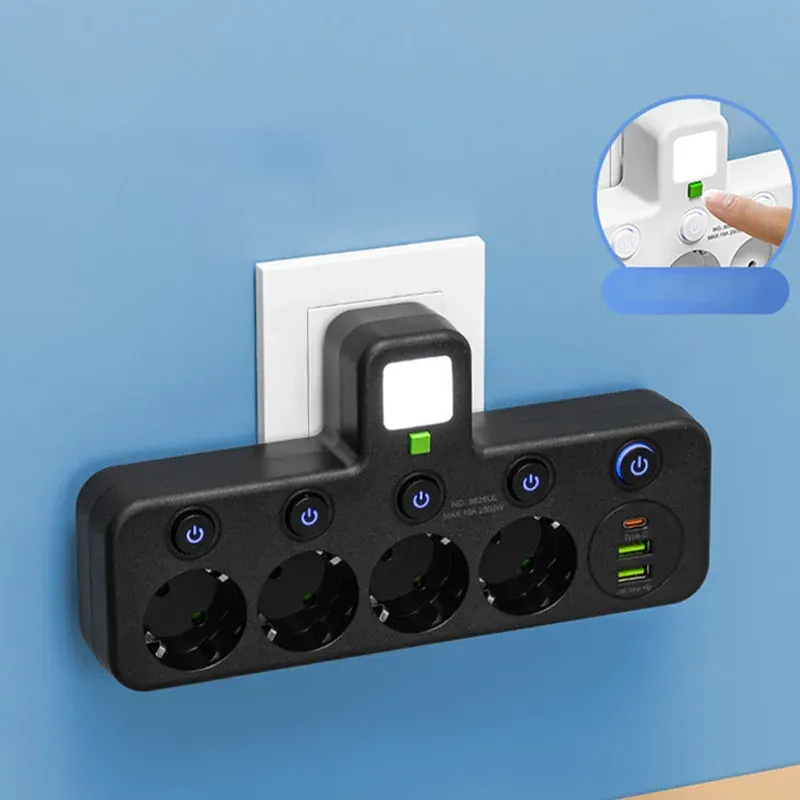 🔥 Multi-socket smart power strip with USB ports ⚡📱 With European plug 🔌