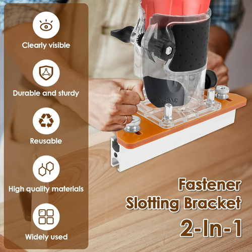 Exclusive Offer💥2-in-1 Woodworking Trimmer Slotting Auxiliary Positioning Bracket(Grooving tool + trimming machine cover + milling cutter + limit stop)