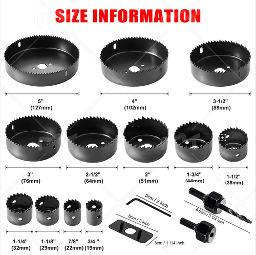 16Pcs Wood Hole Saw Kit Set General Purpose Saw Blades Mandrels Drill Bits Set for Woodgongj