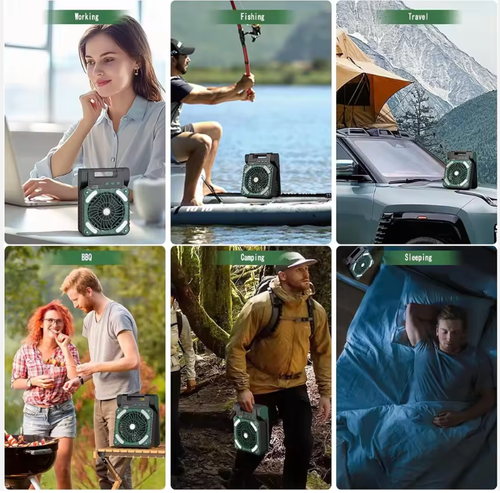 💗Portable LED Lantern Solar Powered Camping Fan 4-Speeds 90° Folding Ventilador Wind Rechargeable for Household Use