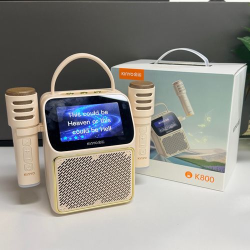 Kinglucky K800 Lyrics Karaoke Speaker Built-in 2 RGB Microphone Touch Screen RMS 20W Stereo Wireless Speaker for Singing Dance