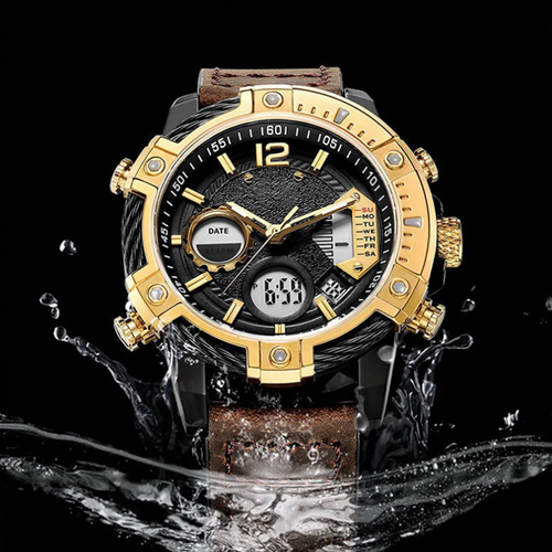 Multifunctional Dual Display 3ATM Waterproof Men's Quartz Sports Watch