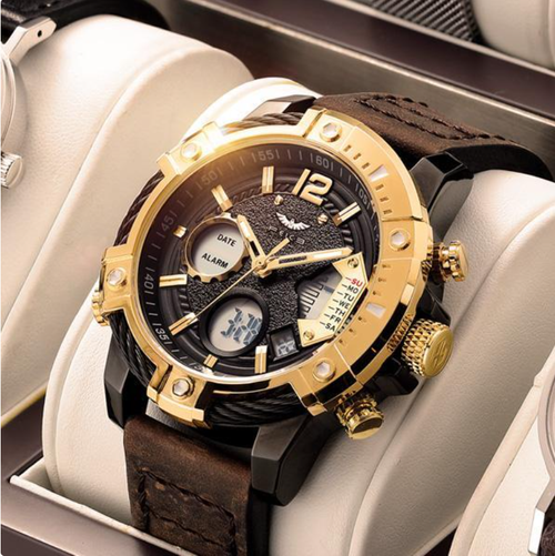 Multifunctional Dual Display 3ATM Waterproof Men's Quartz Sports Watch