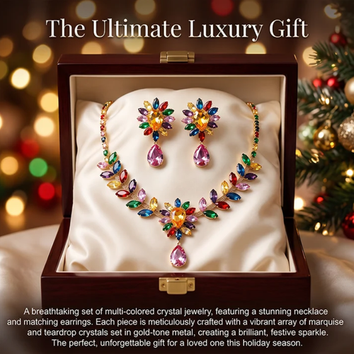 Women Casual Floral Necklace Set – Crystal, Micro-Pave, Matching Earrings 💎