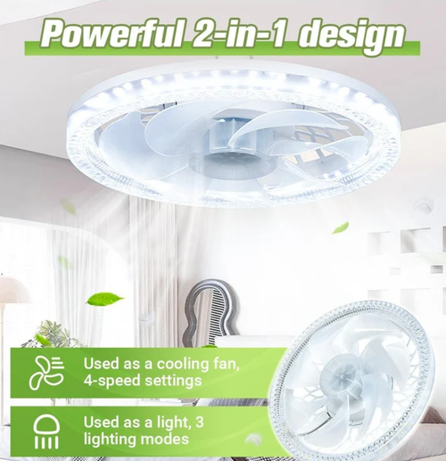 2-in-1 Mute Adjustable Fan Light with Remote Control